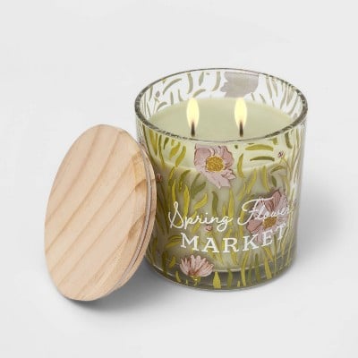 Threshold 13oz Glass Jar 'Spring Flower Market' Candle