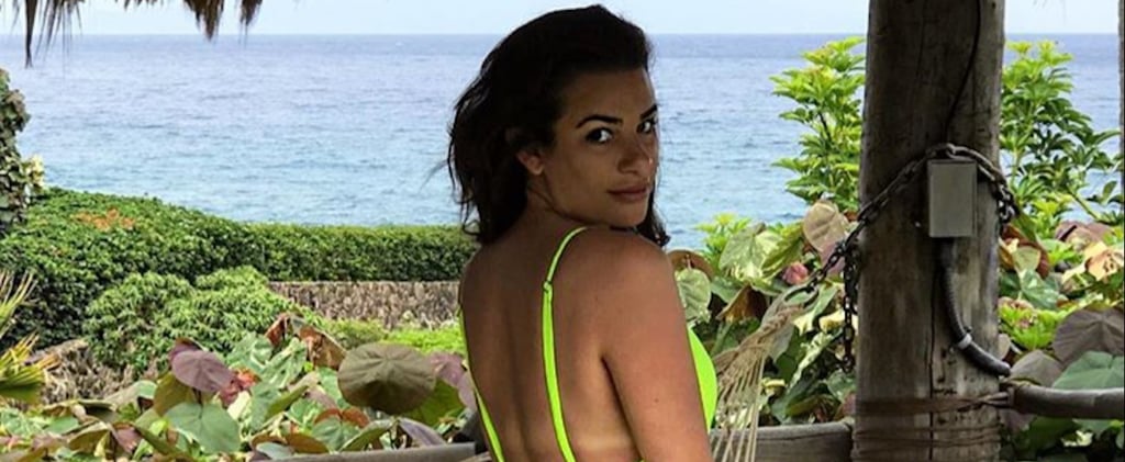 Lea Michele Neon Yellow Swimsuit