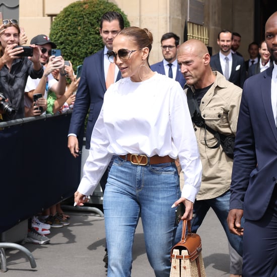 Jennifer Lopez's Flared Jeans and Gucci Platforms in Paris