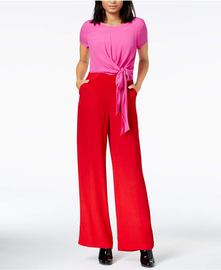 Maison Jules Colorblocked Tie-Front Jumpsuit