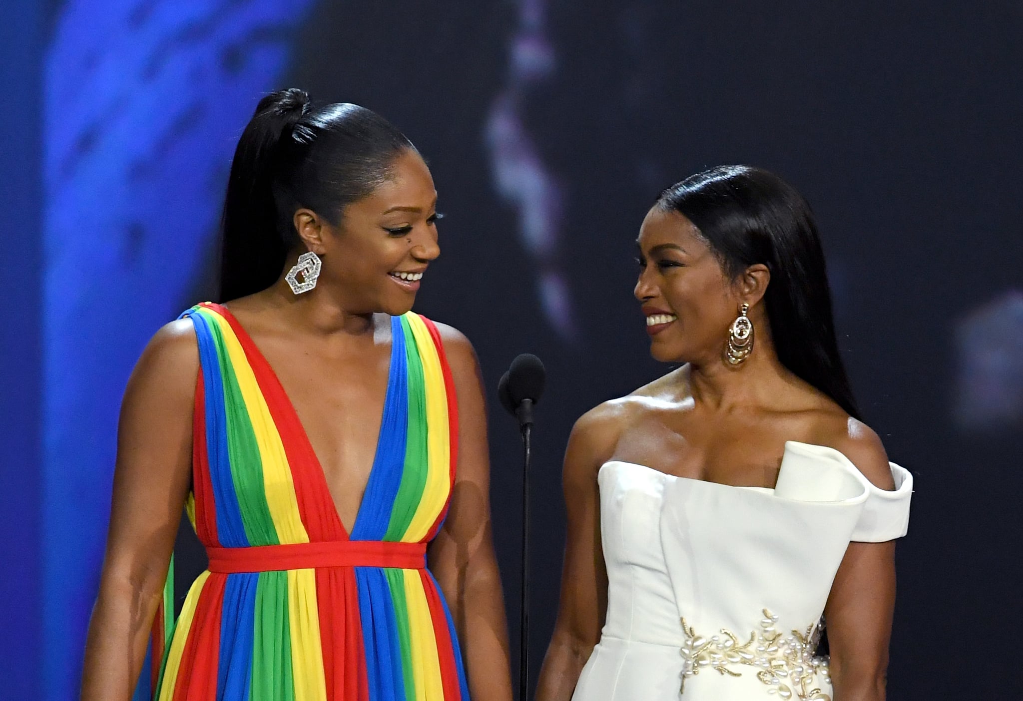 Tiffany Haddish and Angela Bassett at the 2018 Emmy Awards