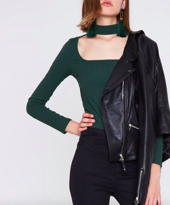 River Island Green Rib Top