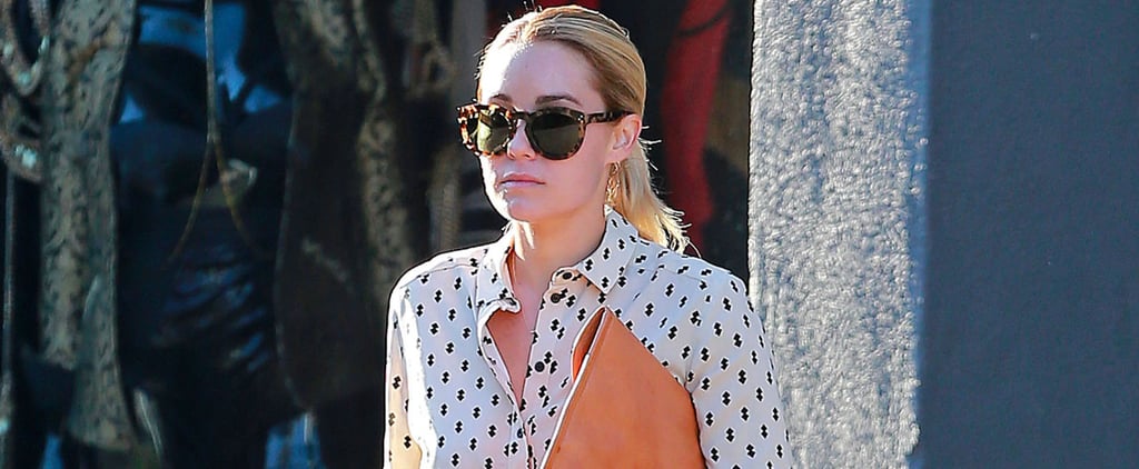 Lauren Conrad Denim and Printed Blouse Street Style