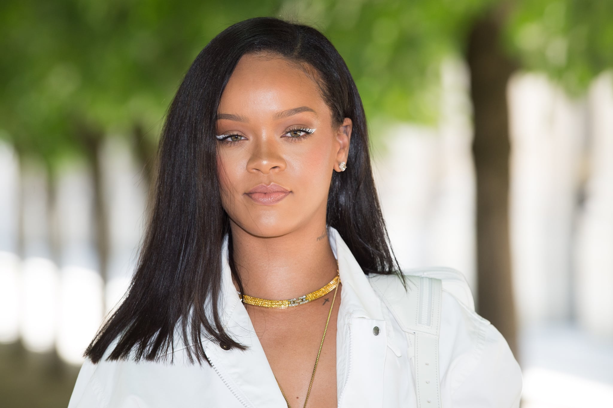 Rihanna Is a Vision in Peach at the Off-White Show in Paris