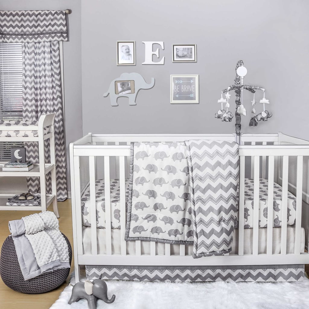 The Peanut Shell Elephant 4-Piece Crib Bedding Set