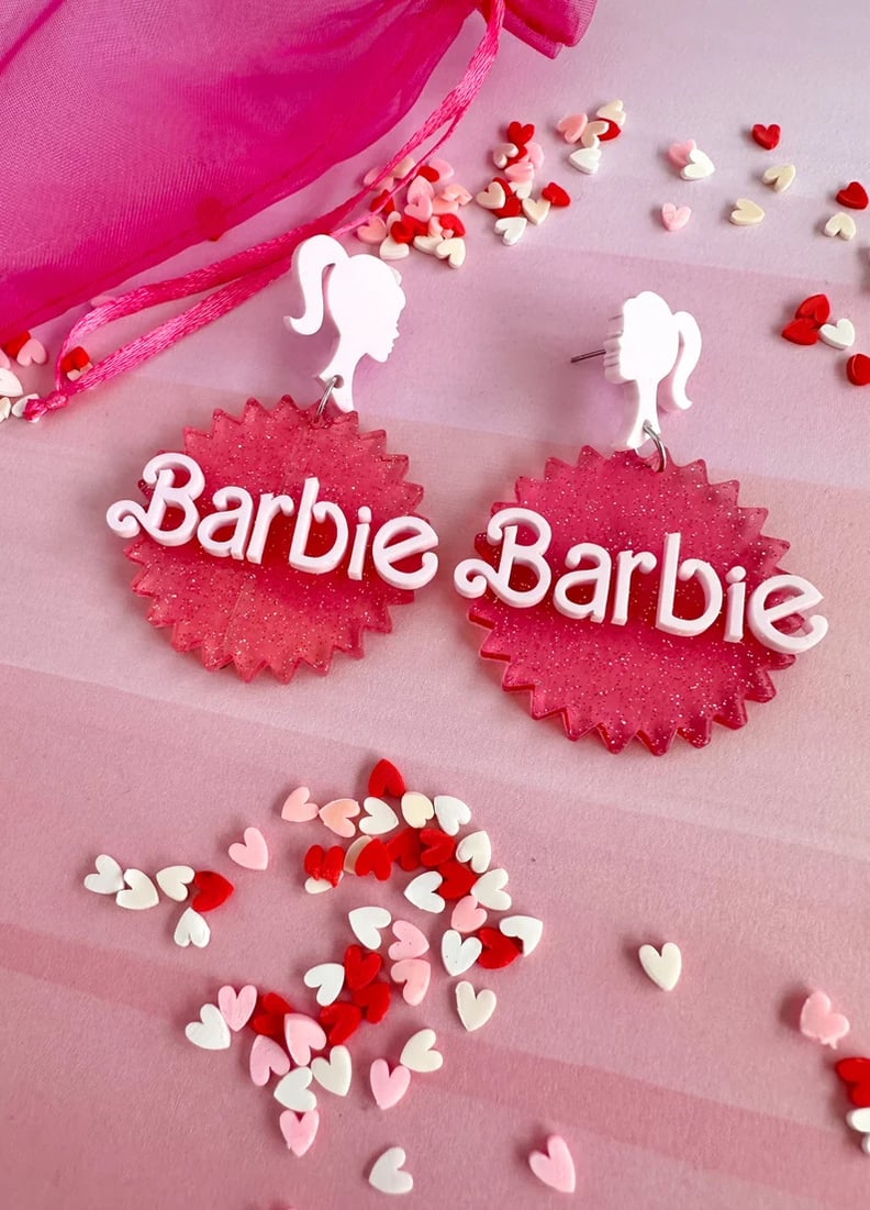 Barbie Merch Accessories: Barbie Pink Glitter Filter Earrings