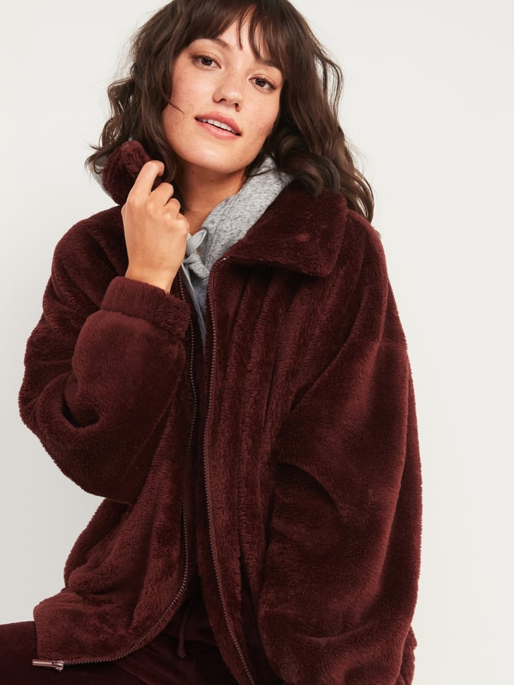 Old Navy Cozy Teddy Sherpa Zip Lounge Jacket | The Best Sherpa and Faux ...