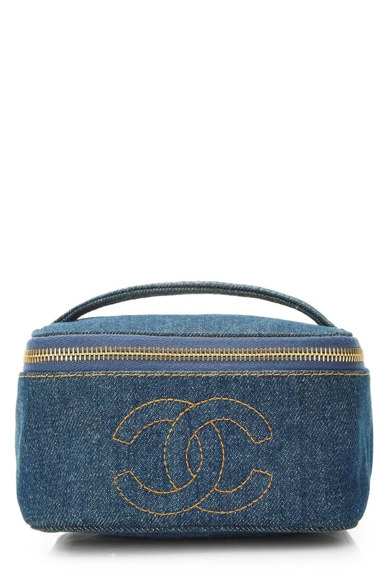 Chanel Blue Denim Vanity Case Wide