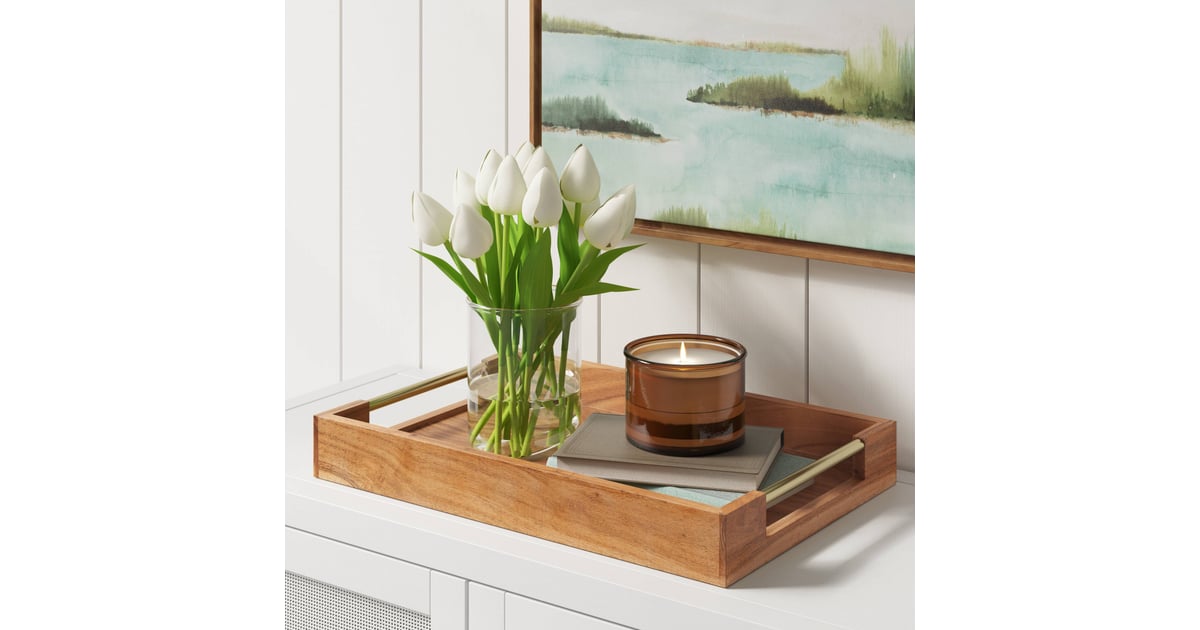 Coffee Table Tray Threshold Wood Acacia Serving Tray With Brass