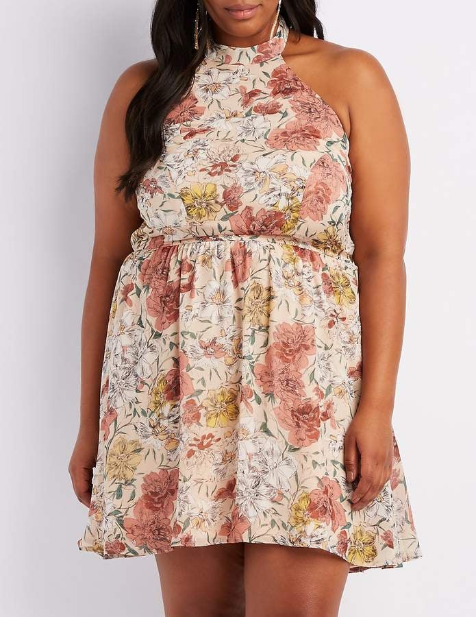 Charlotte Russe Floral Halter Skater Dress