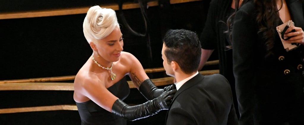 Lady Gaga Fixing Rami Malek's Bow Tie at the 2019 Oscars