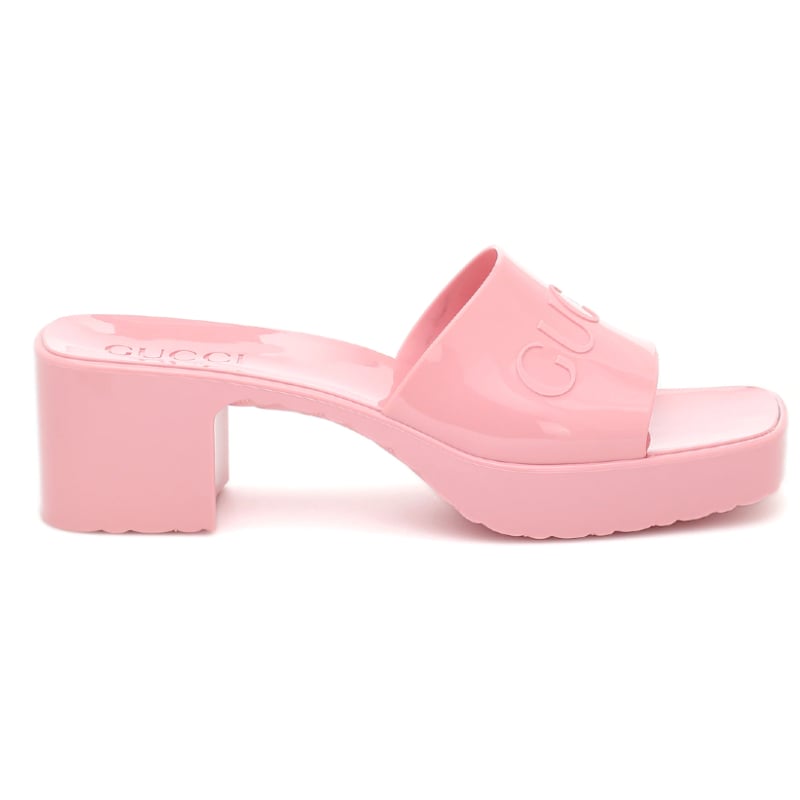 Rubber Platforms: Gucci Rubber Logo Platform Slide Sandal