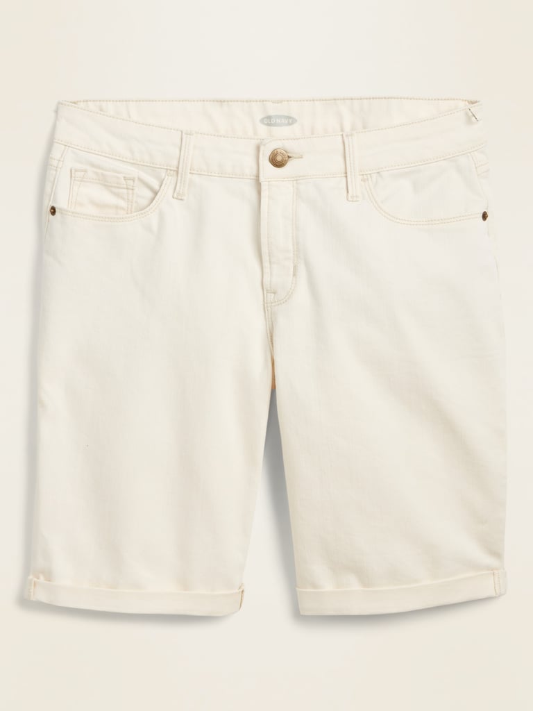 Old Navy Mid-Rise Off-White Bermuda Jean Shorts