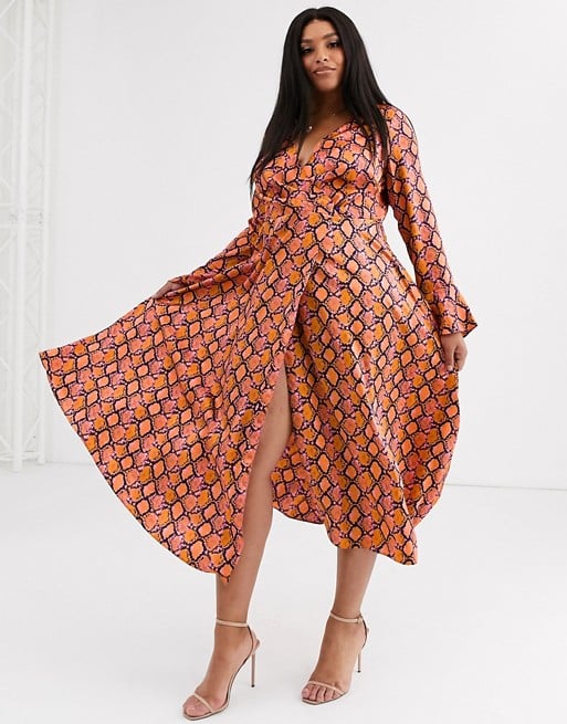 ASOS Design Curve Wrap Snake Print Dress