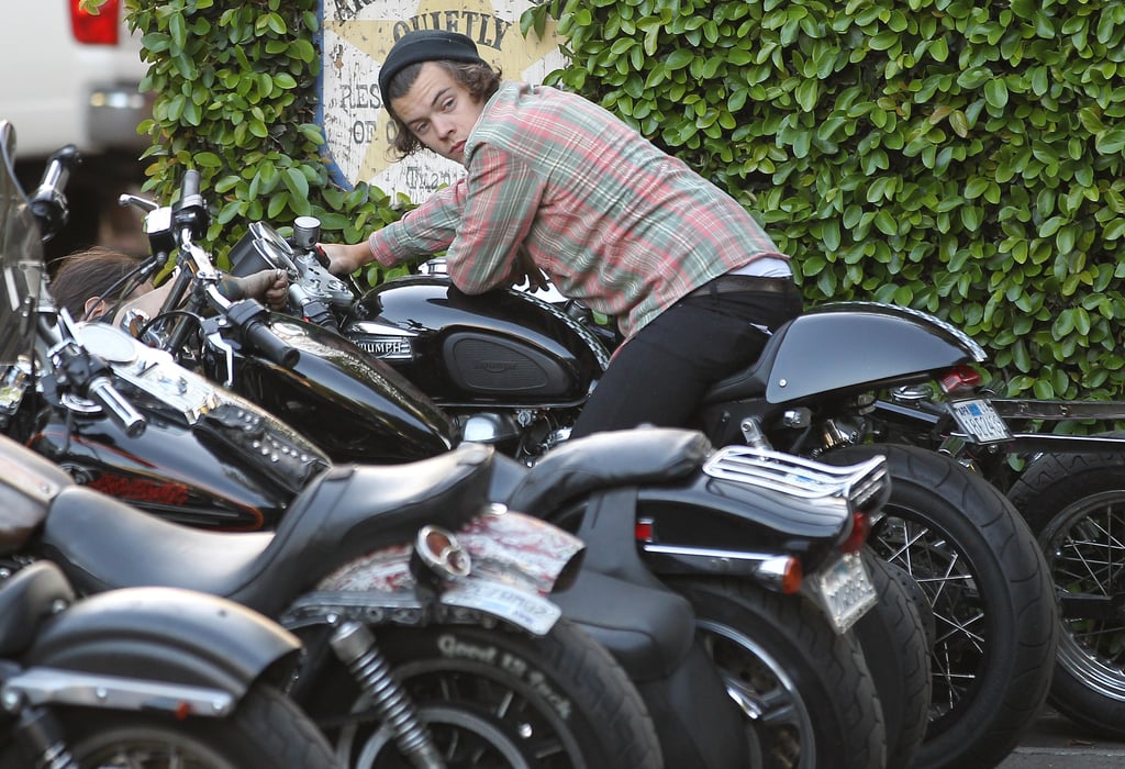 Harry Styles On A Motorcycle Popsugar Celebrity