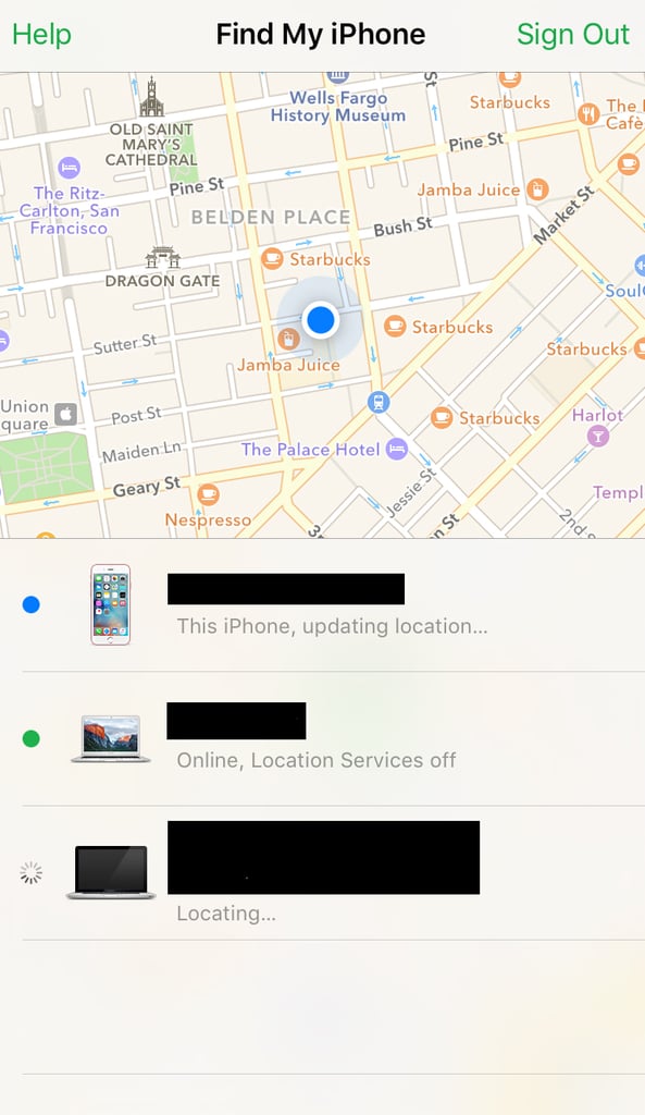 add device to find my iphone app