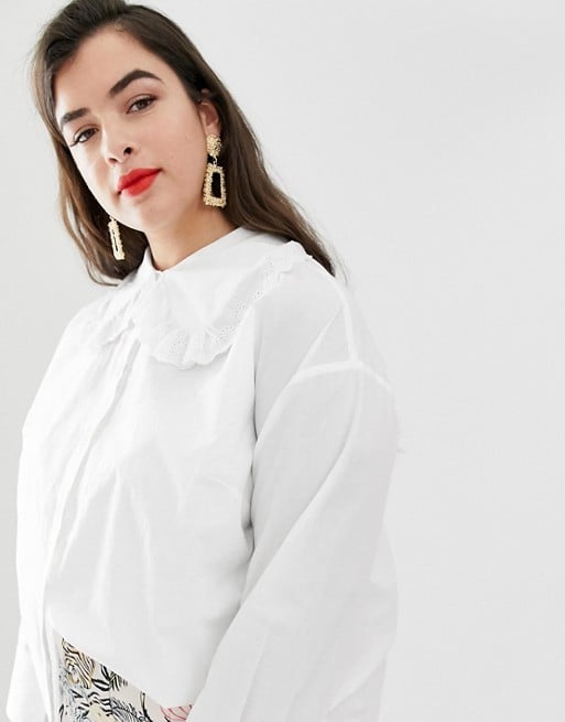 Neon Rose Plus Shirt With Oversized Peter Pan Collar