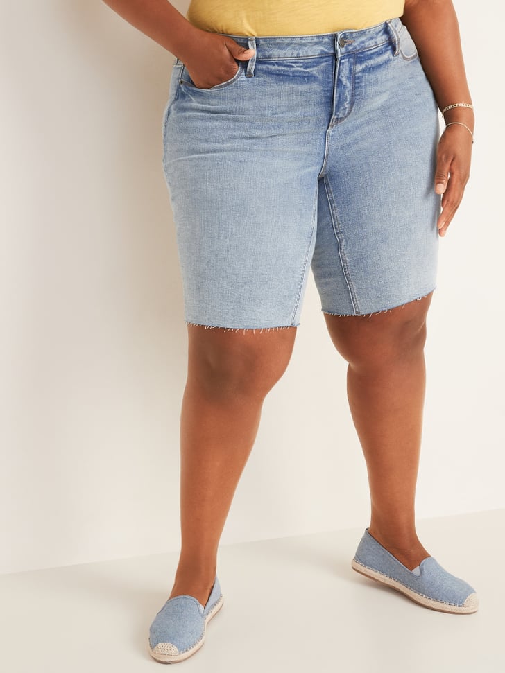 Old Navy Mid Rise Secret Slim Pockets Plus Size Jean Bermuda Shorts Stylish Bermuda Shorts For