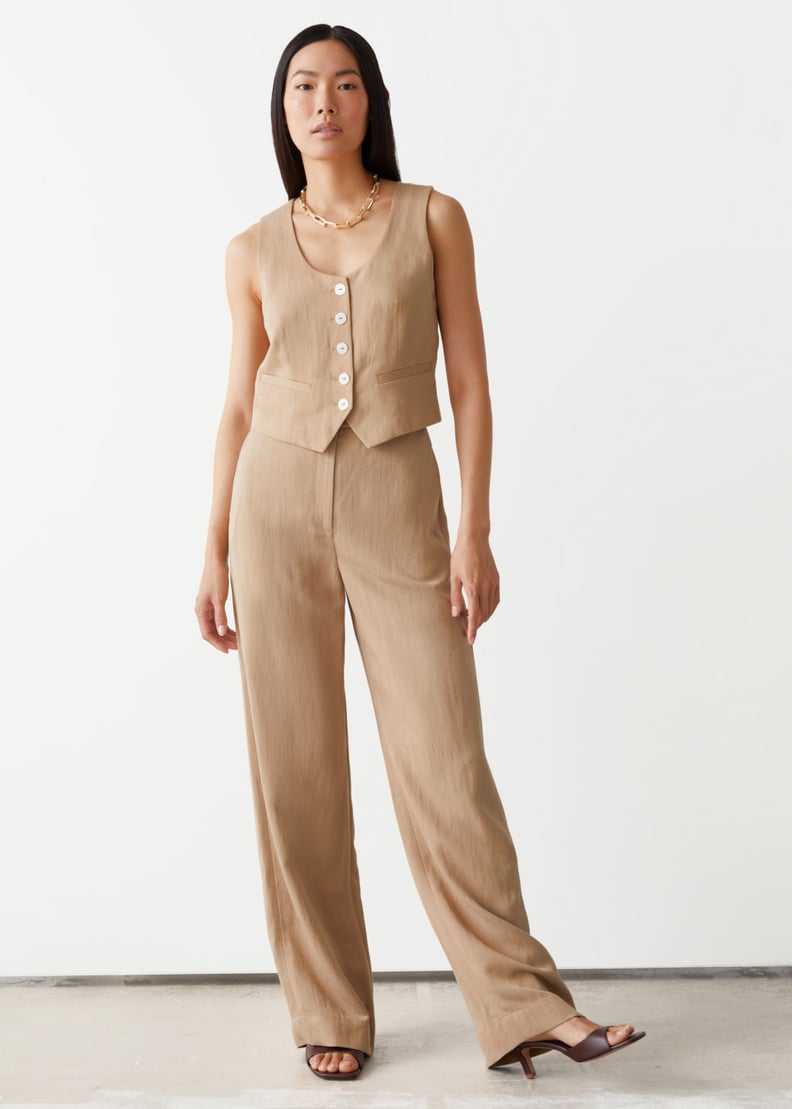& Other Stories Buttoned Vest and Relaxed Wide Trousers