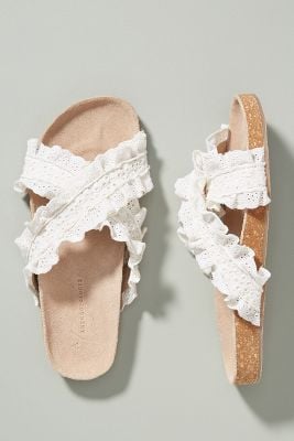 Anthropologie Bianca Ruffled Slide Sandals