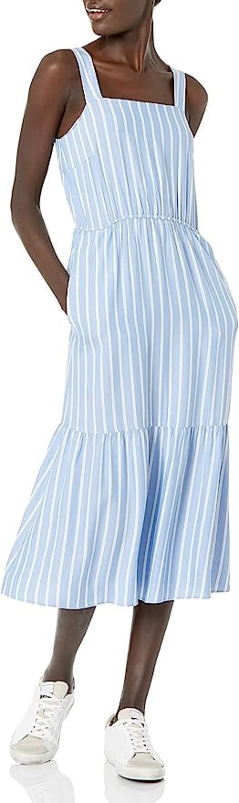 Pinstripe Tiered Dress