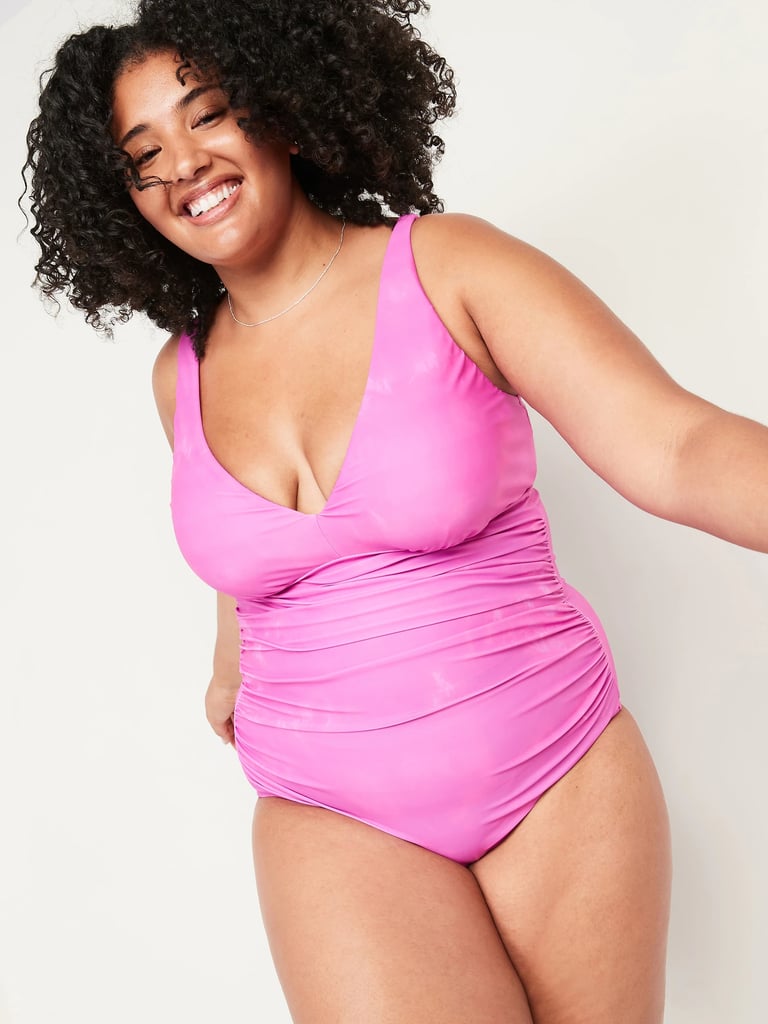 Old Navy Deep V-Neck Underwire Secret Slim Ruched Plus-Size One-Piece Swimsuit