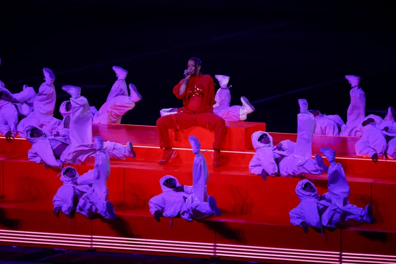 GLENDALE, AZ - FEBRUARY 12: Rihanna performs during the Apple Music Super Bowl LVII Halftime Show at State Farm Stadium on February 12, 2023 in Glendale, Arizona. (Photo by Kevin Sabitus/Getty Images)