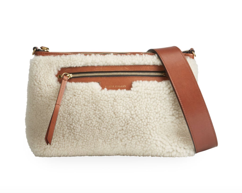 Isabel Marant Nessah Shearling Crossbody Clutch Bag