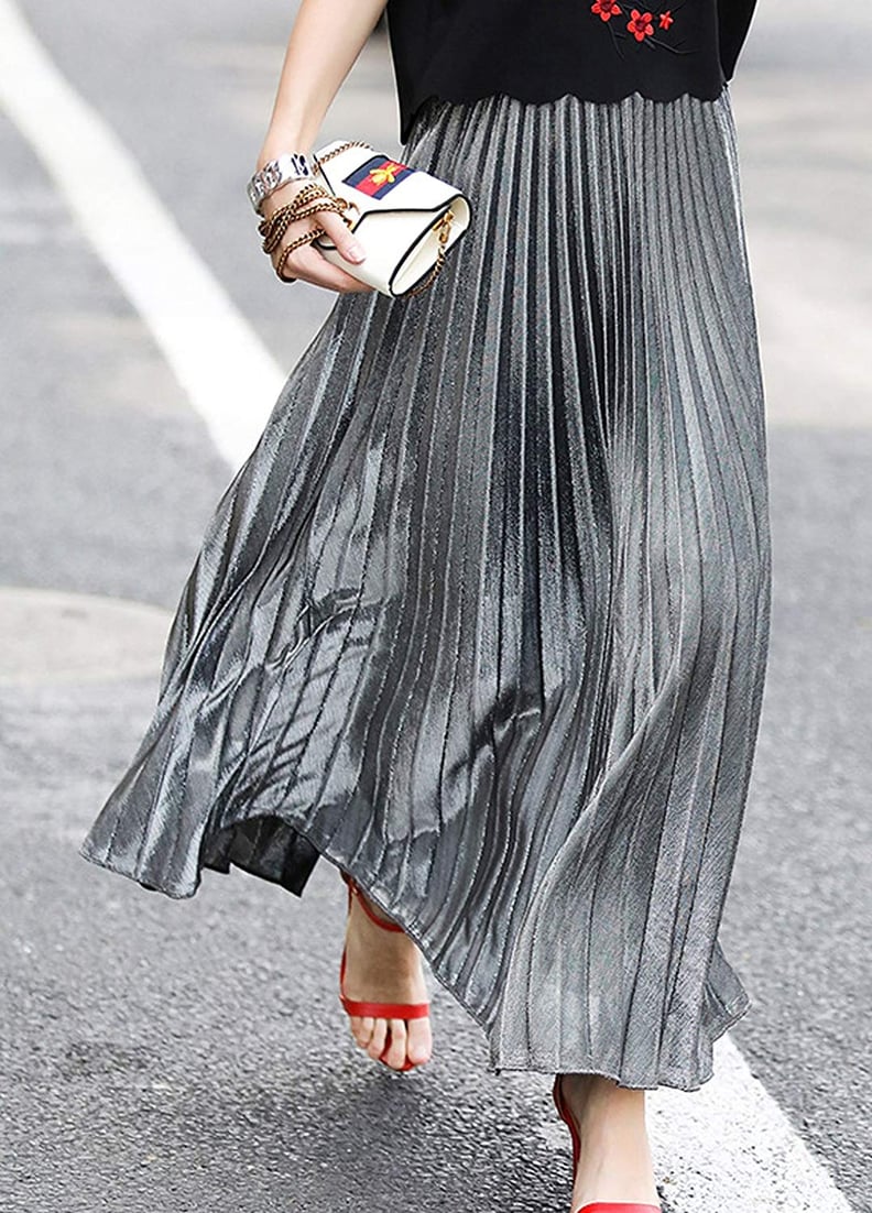 Chartou Metallic Shiny Pleated Skirt