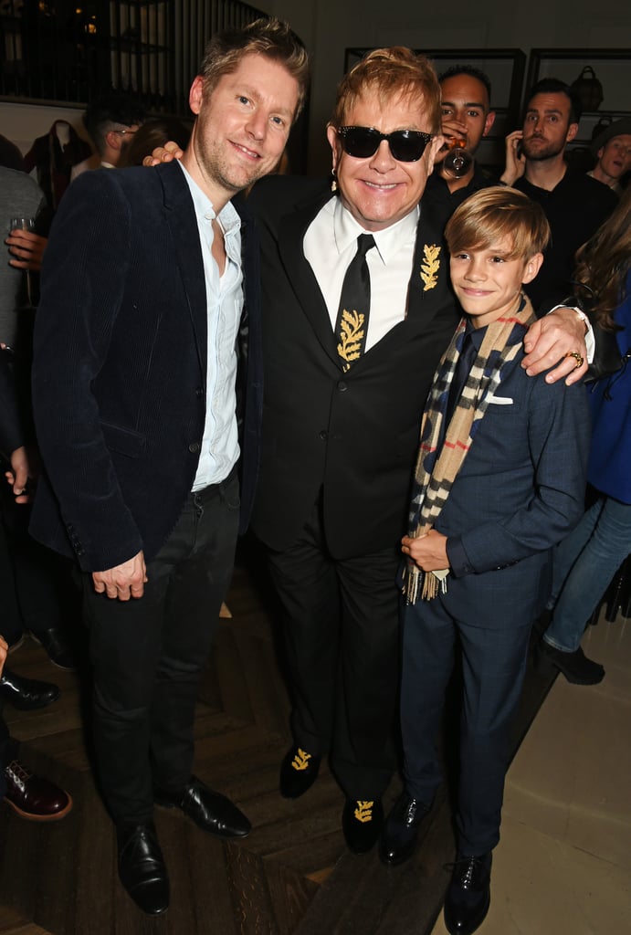 Pictured: Christopher Bailey, Elton John, and Romeo Beckham
