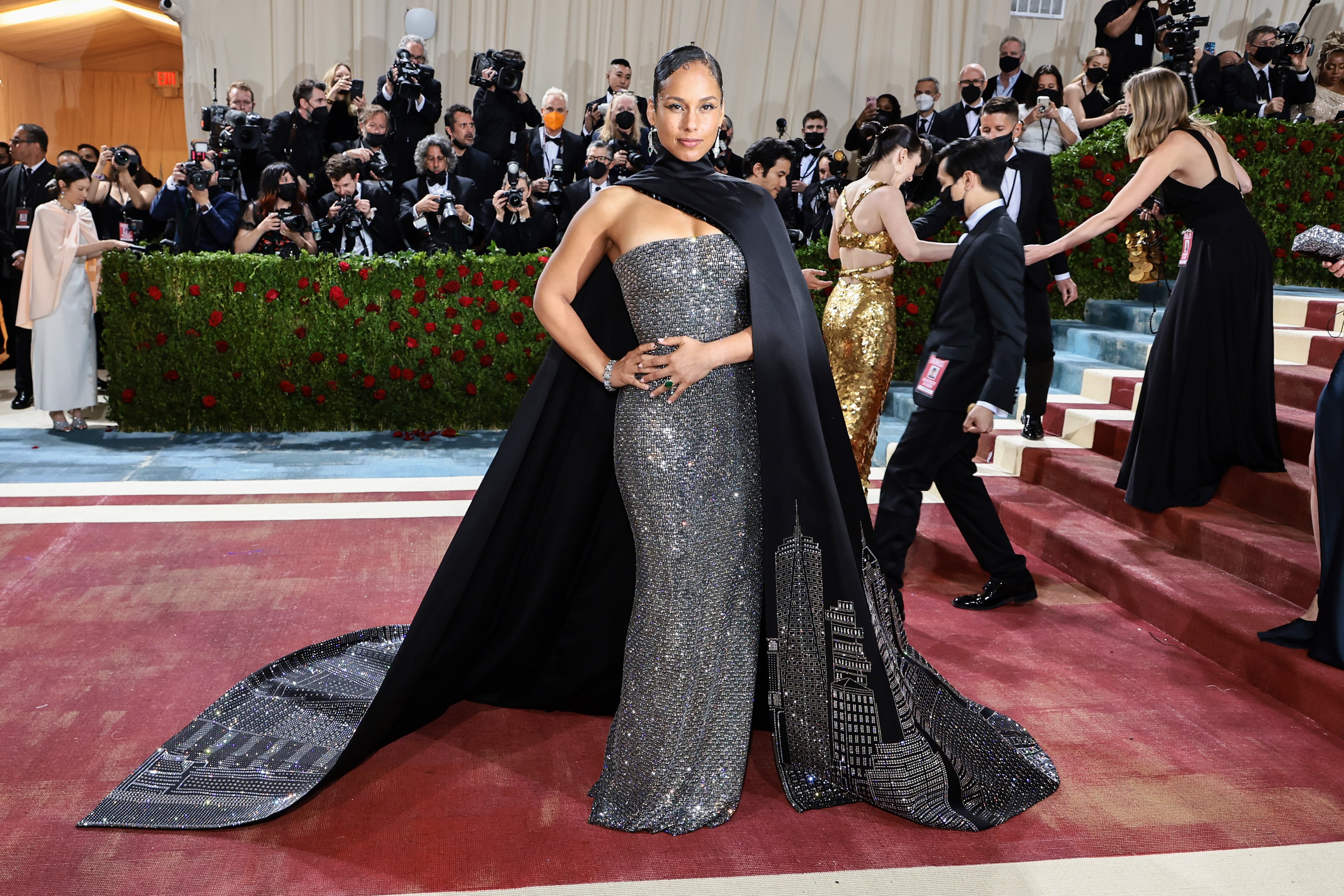 alicia keys evening dresses Alicia Keys 2019 Grammys Red Long Sleeve Evening Gown