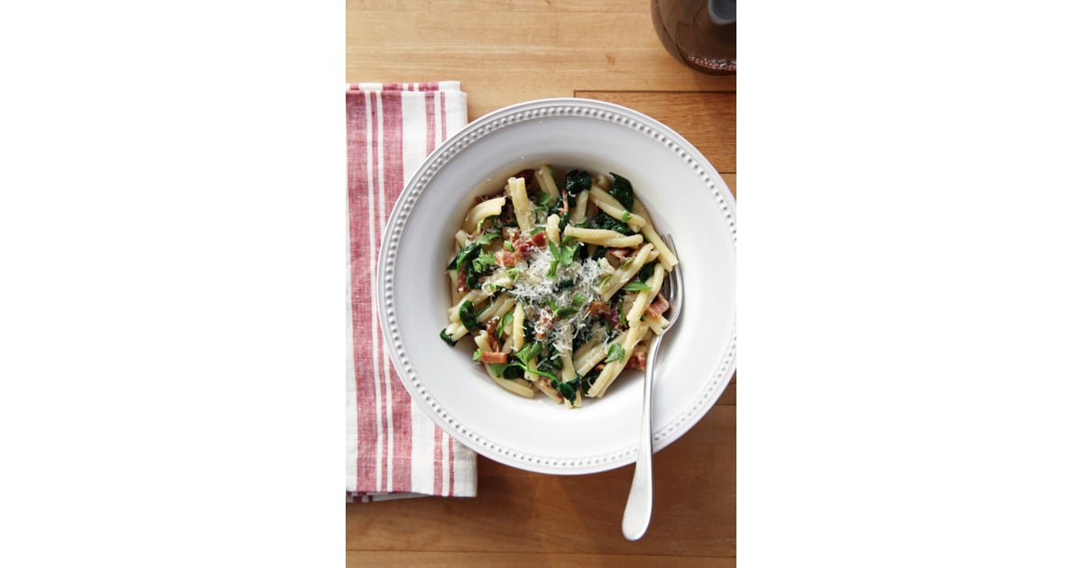 Eggy Pasta With Spinach and Bacon Easy Egg Recipes POPSUGAR Food