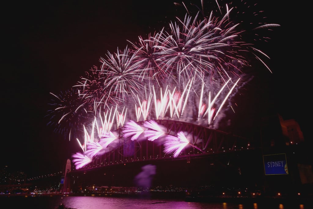 The Sydney Harbour Bridge in Australia was lit with fireworks on New Year's Eve.