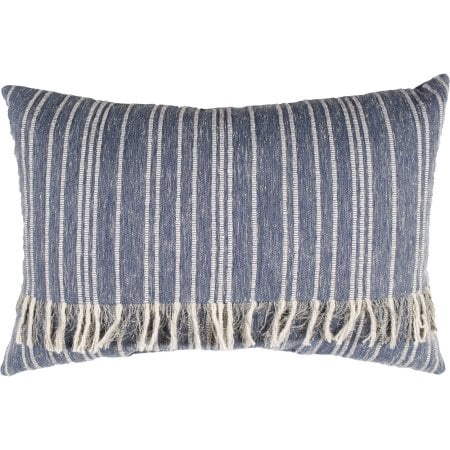Better Homes and Gardens Fringed Blue Denim Decorative Pillow
