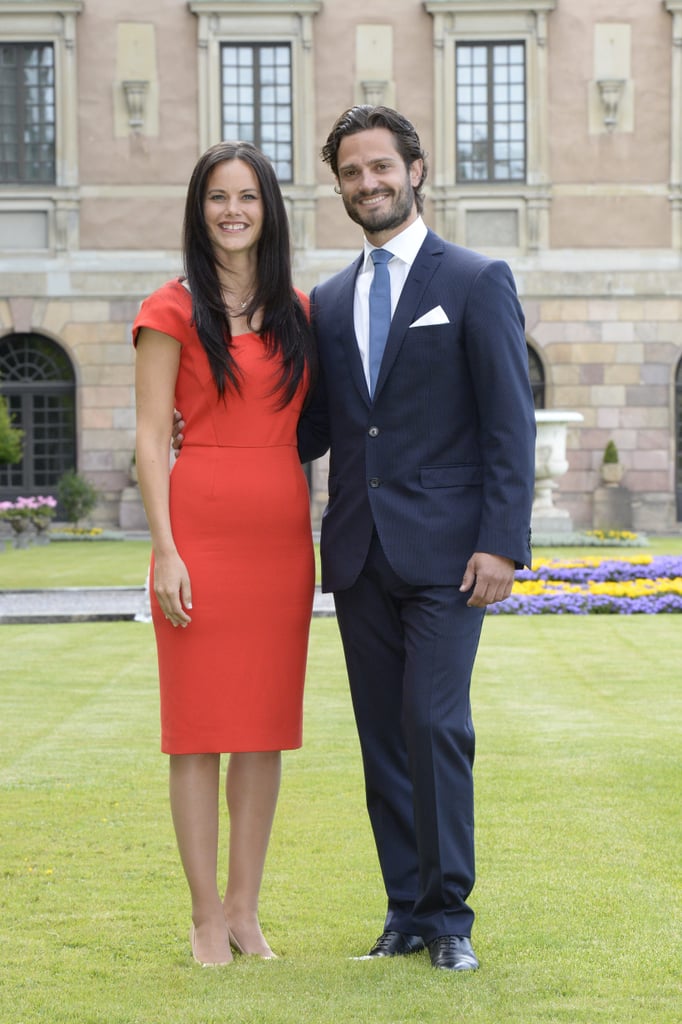 Prince Carl Philip of Sweden and Sofia Hellqvist posed for pictures as part of a press statement to announce their engagement in June 2014.