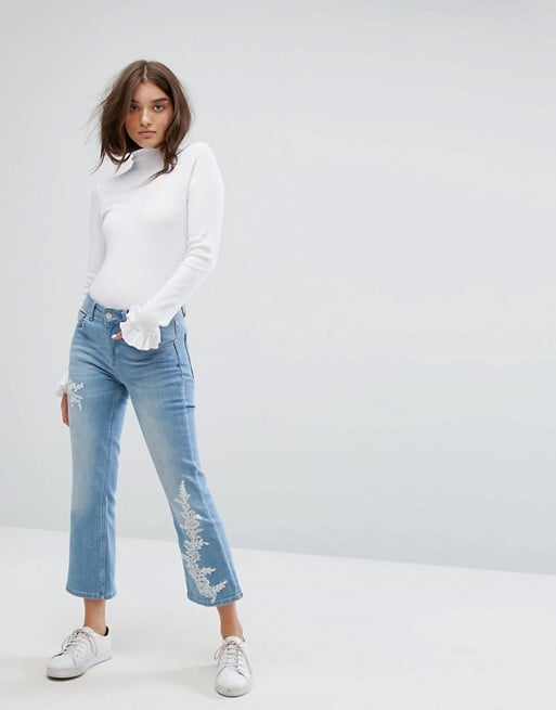 Uncivilised Embroidered Side Flared Jeans