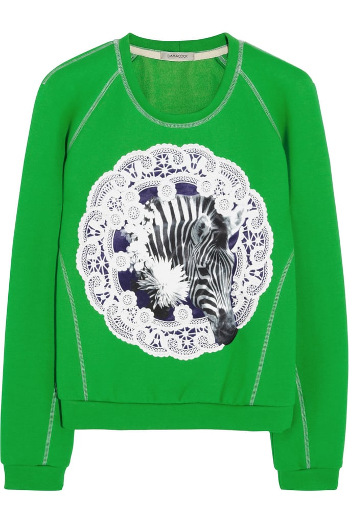 My weekday style tends to hit a slump this time of year. How could Emma Cook's bright sweatshirt ($385) not up the ante? There's lace, people!
— Randy Miller, associate editor