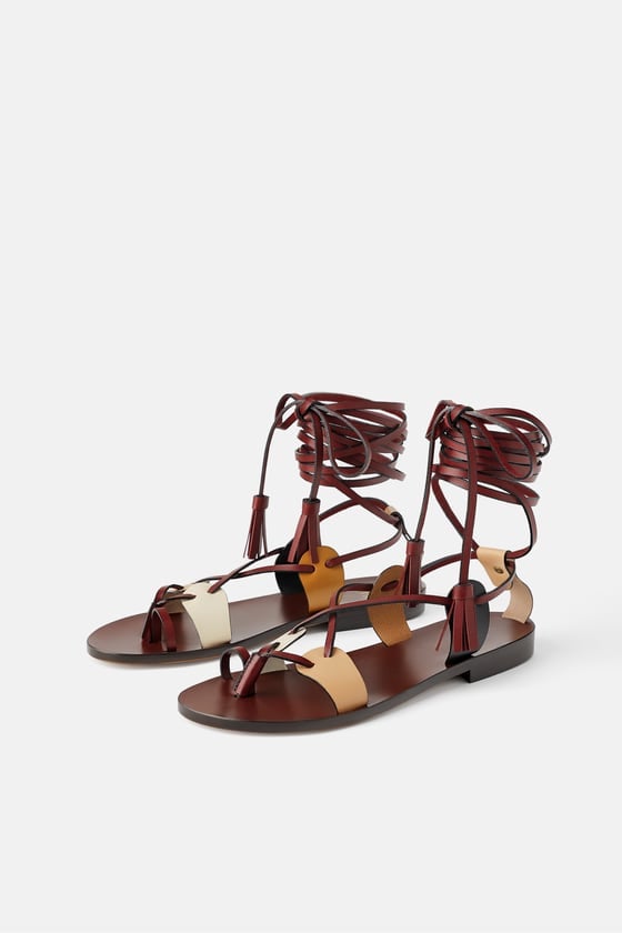 zara leather strappy heeled sandals