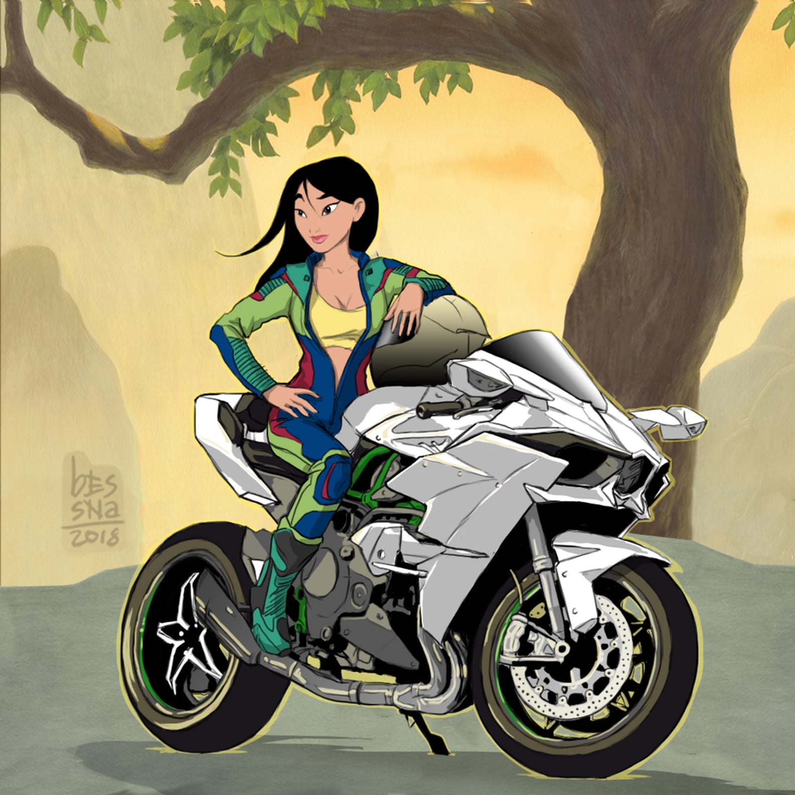 Disney Princesses Riding Motorcycles Artwork | PS Smart Living