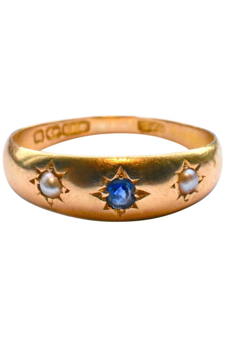Antique Ring, Gold, Sapphire, and Pearl
