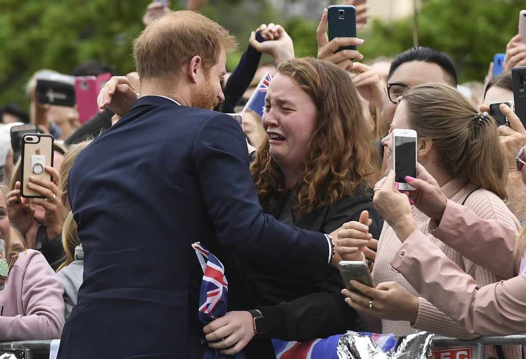 Prince Harry Hugs Sobbing Young Woman Australia 2018