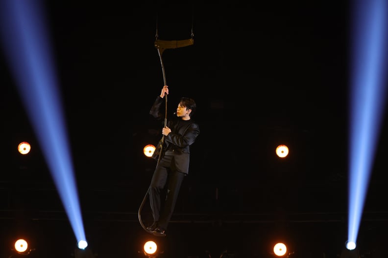 LAS VEGAS, NEVADA - APRIL 03: Jungkook of BTS performs onstage during the 64th Annual GRAMMY Awards at MGM Grand Garden Arena on April 03, 2022 in Las Vegas, Nevada. (Photo by Rich Fury/Getty Images for The Recording Academy)