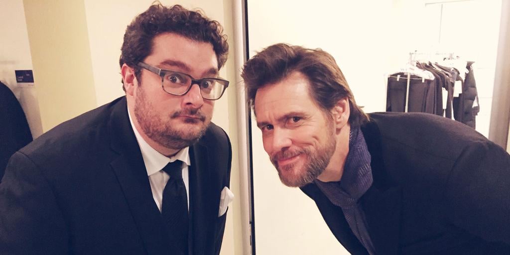 Bobby Moynihan and Jim Carrey posed.
