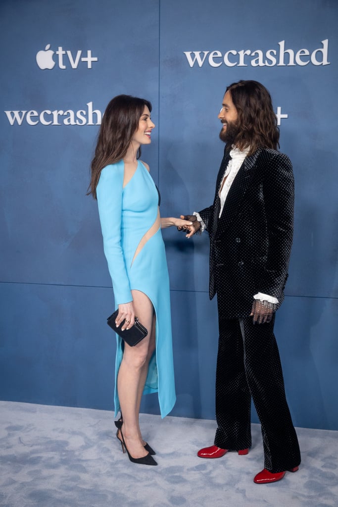 Anne Hathaway's Blue Cutout Dress at the WeCrashed Premiere