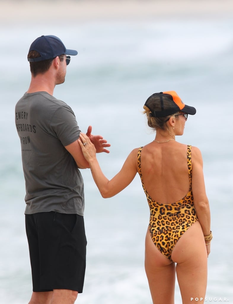 Chris Hemsworth and Elsa Pataky Kissing Beach Pictures 2018