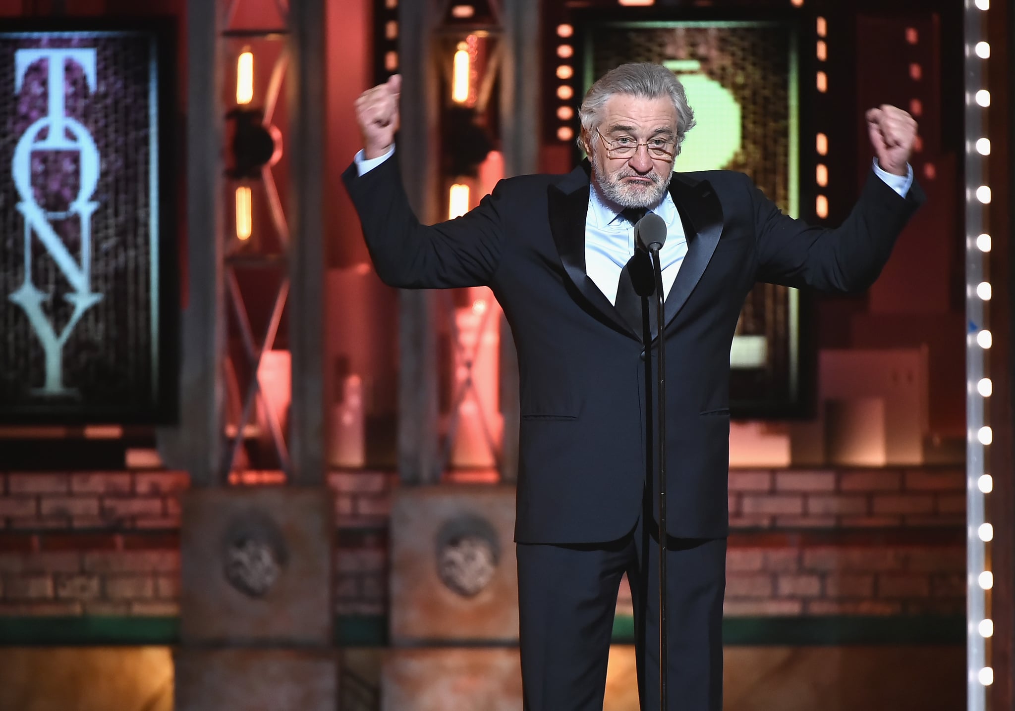 NEW YORK, NY - JUNE 10:  Robert De Niro speaks onstage during the 72nd Annual Tony Awards at Radio City Music Hall on June 10, 2018 in New York City.  (Photo by Theo Wargo/Getty Images for Tony Awards Productions)