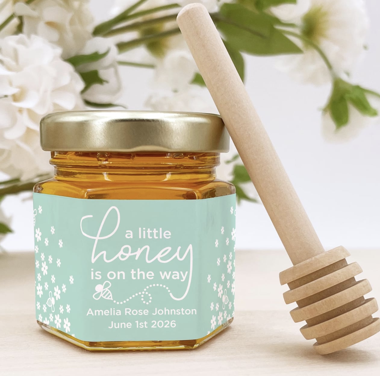 Buzz worthy Baby Shower Favour Mini Honey Jars 12 Baby Shower
