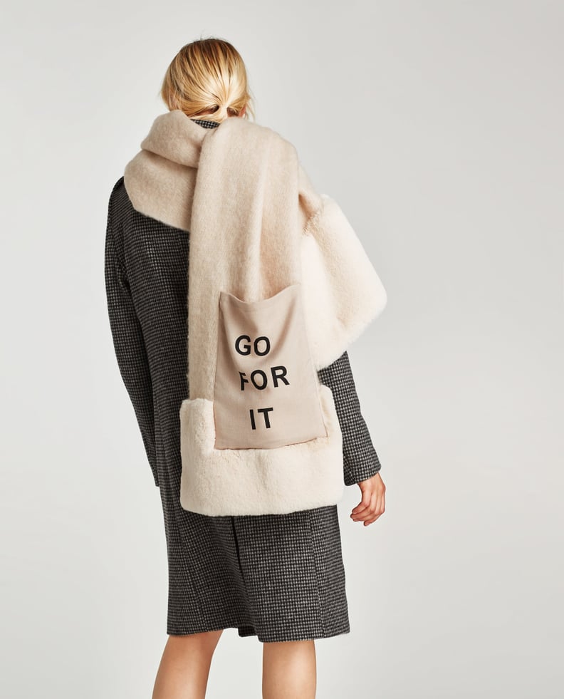 Zara Textured Scarf With Slogan