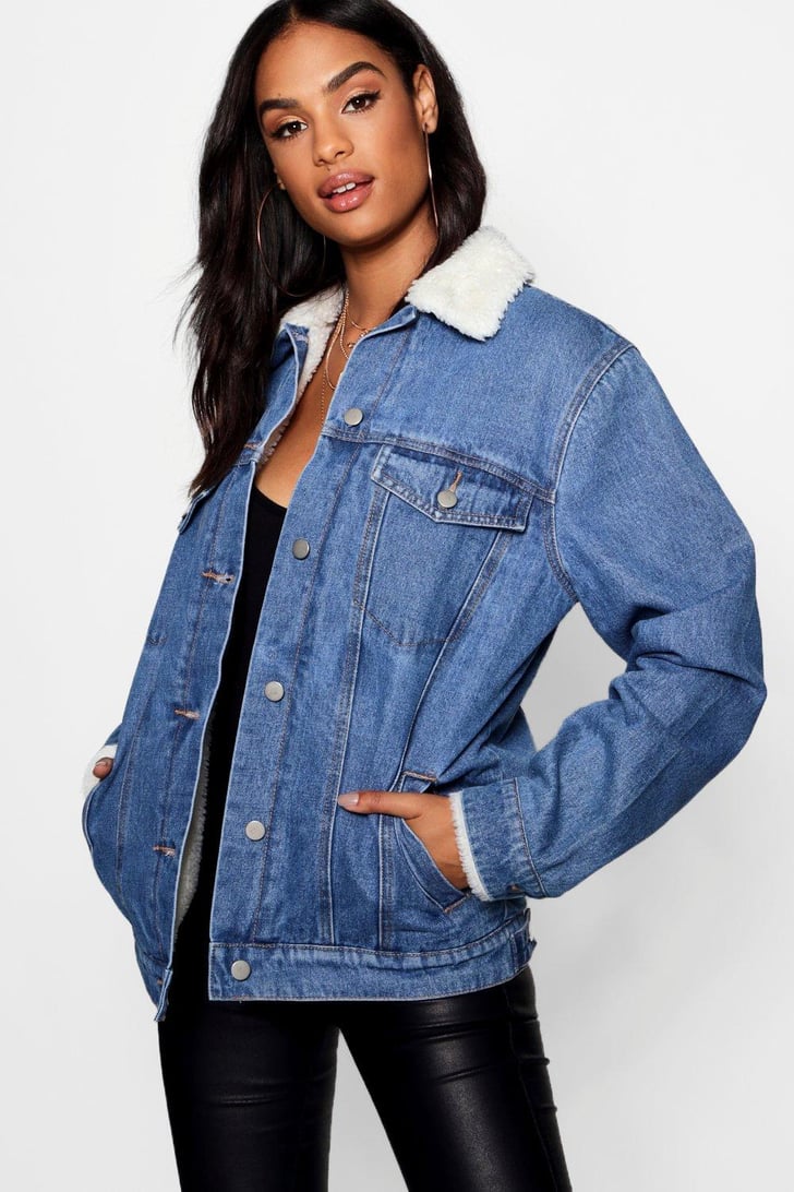 Tall Borg Lined Denim Jacket | Best Boohoo Clothes For Women 2020 ...