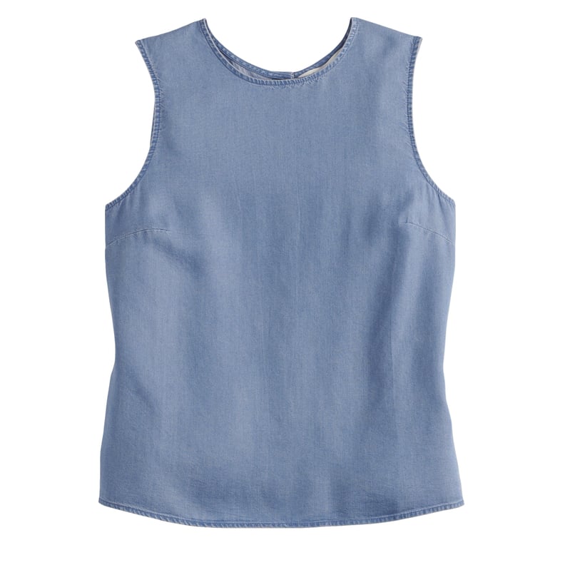 Silky Button Back Shell in Medium Blue Wash